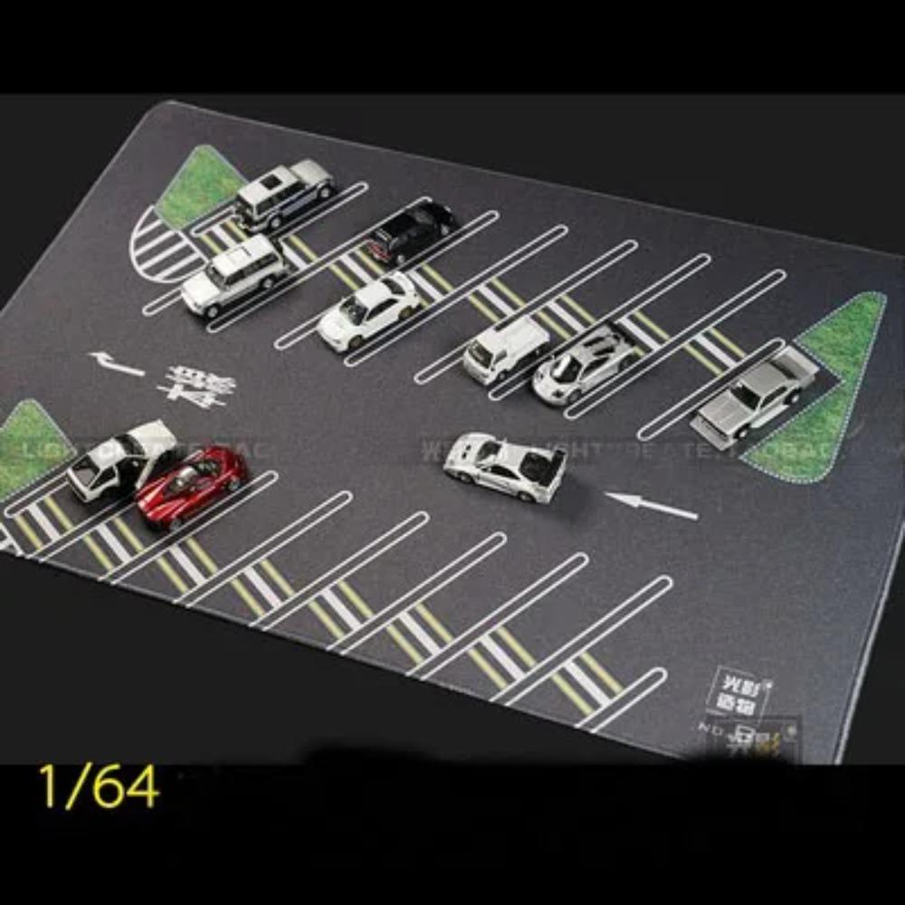 Escena de Modelo de Coche 1/64 Con Estacionamiento Tiro Garaje Base de Suelo Alfombrilla