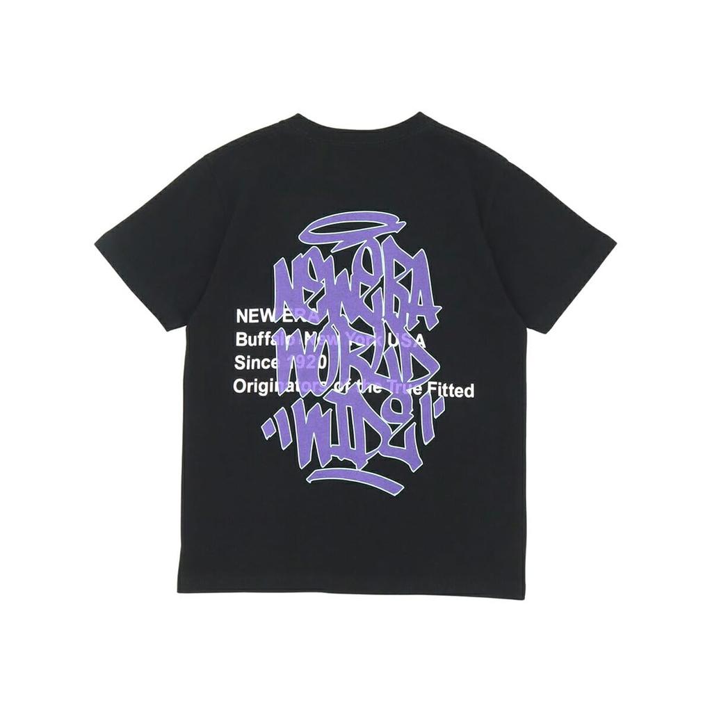 New Era Kids' Short Sleeve T-Shirt, Cotton, TAGGING LOGO, Black, Size 160 YTH SS CT TEE TAGGING LOGO BLK, 14414385, NER36K2538