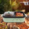 Electric Hot Pot Grill Pan 2-in-1 Non-Stick Hot Pot Frying Pan with Glass Lid Fast Heating Dual Temperature Control Overheat Protection Portable