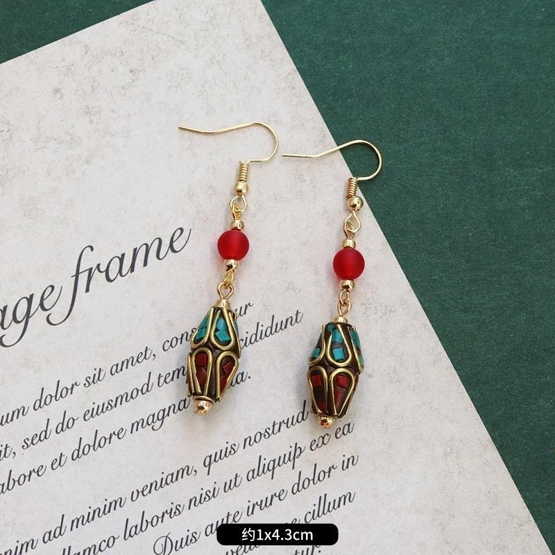 Retro niche design Nepalese exotic Tibetan earrings femininity simple personality handmade earrings