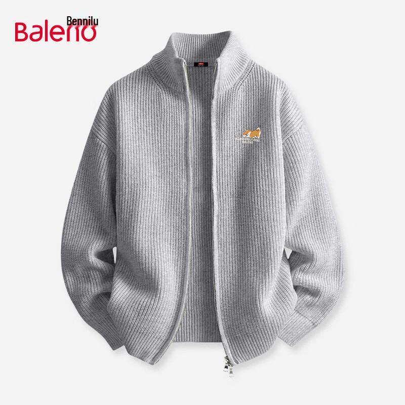 Baleno Men's Winter Double Zipper Knit Cardigan Sweater