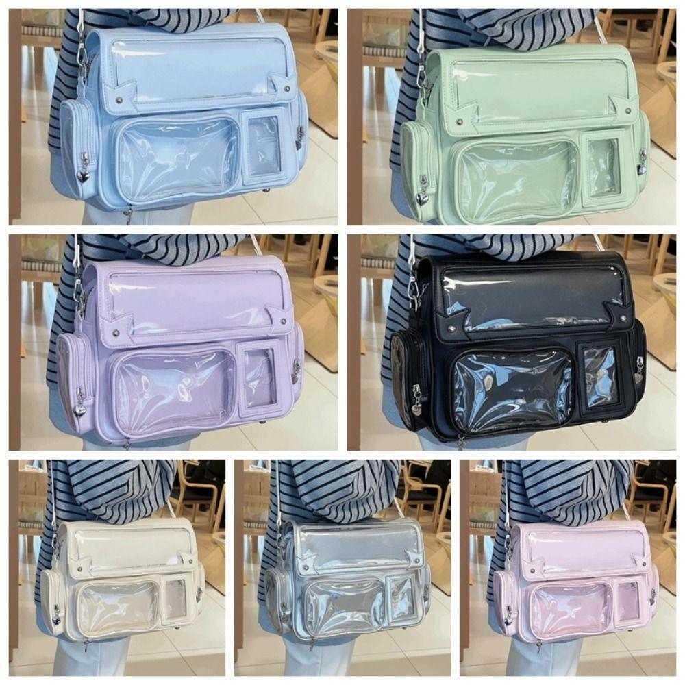 Transparent Convertible Ita Backpack PVC Solid Color Kawaii Uniform Bag Ita Waterproof PU Leather Clear Window Plushie Bag