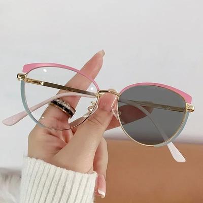 Vintage Photochromic Cat Eye Sunglasses for Women Anti Blue Light UV Protection Color Change Glasses Fashion Eyewear