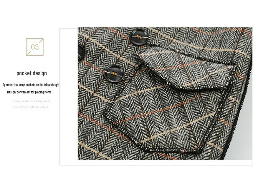 Chlapecký vlněný kabát střední délky - Podzim 2025 Módní flísová podšívka pro malé až střední děti