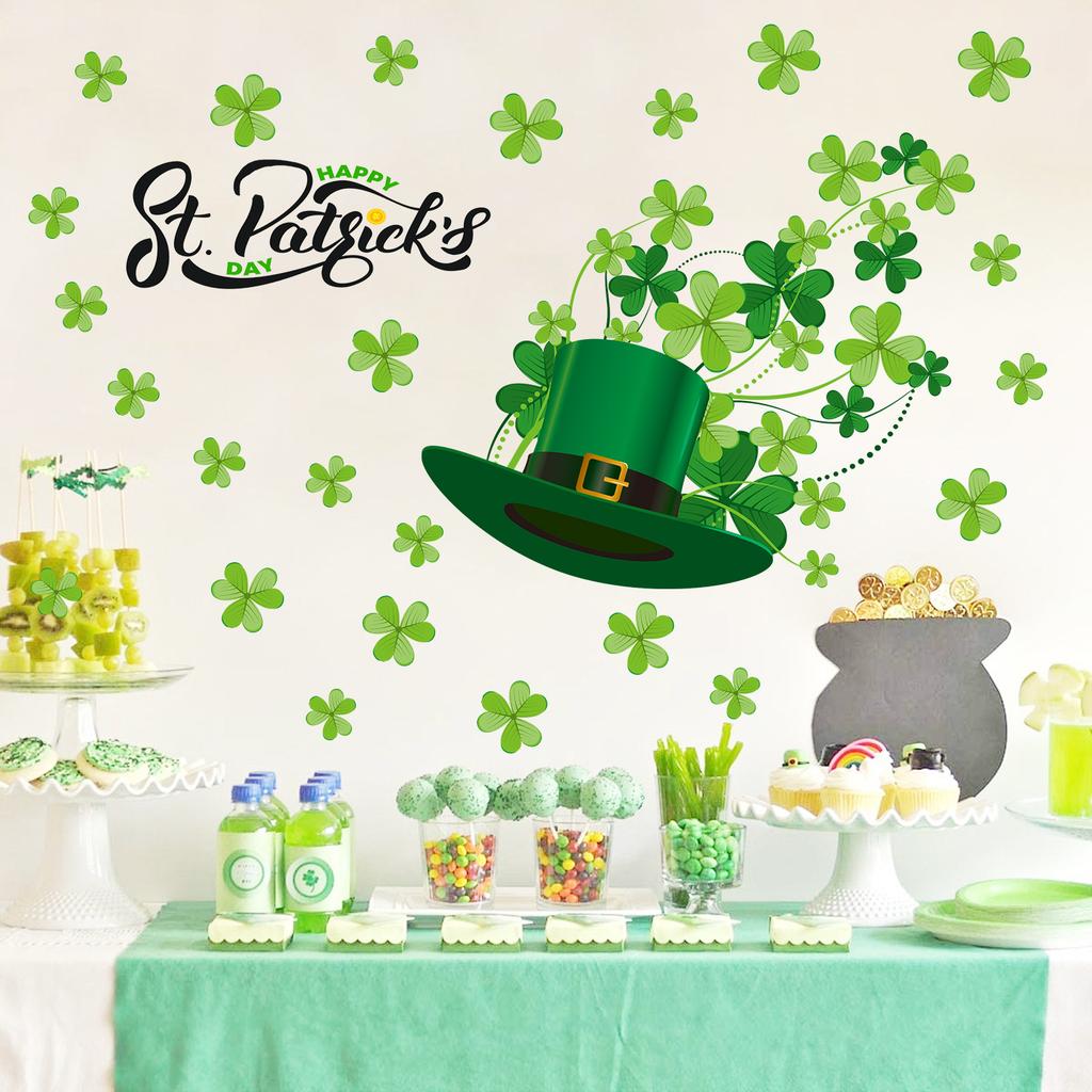 St. Patrick's Day Clover Hat Bedroom Living Room Festive Atmosphere Decorative Stickers