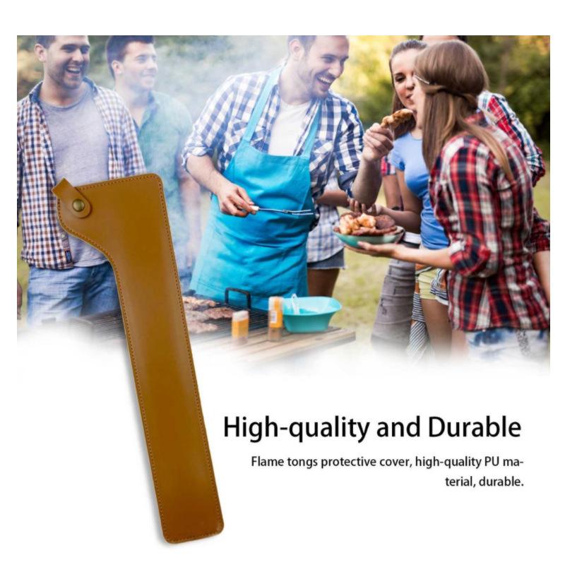 Outdoor BBQ Charcoal Clamp Portable BBQ Iron Fire Tongs Duckbill Fire Tongs Solid Insulated Handle Extended Wood Charcoal Clamp