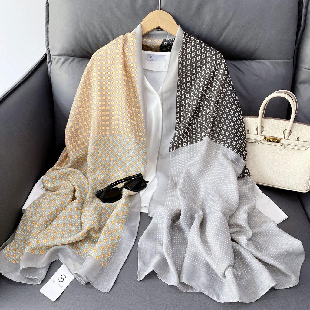 Star Cotton and Linen Scarf Women's Office Air Conditioner Shawl Niche Many Use Warm Outside with Sweet Silk Scarf Scarf