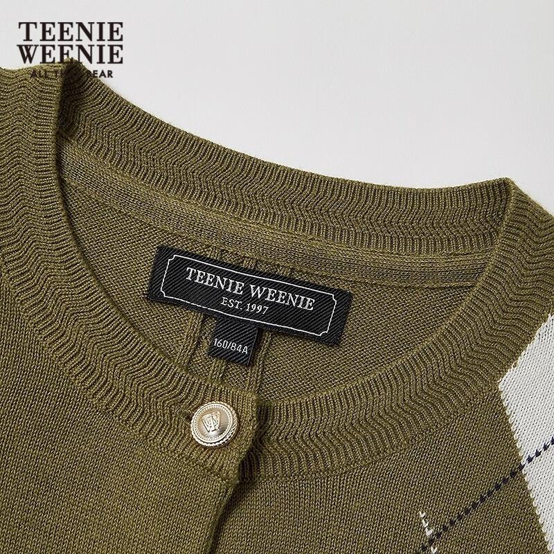 Teenie Weenie Women's Argyle Round Neck Cardigan