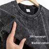 Reines Baumwoll-Distressed-T-Shirt - Schwergewicht 260g, Unisex, Kurzarm, Retro-Unifarben für den Sommer.