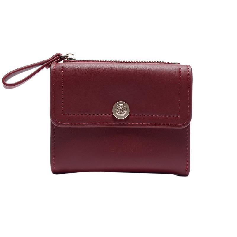 

Fashionable Pu Material Tri-fold Women s Wallet With Chain Element Card Holder червоний