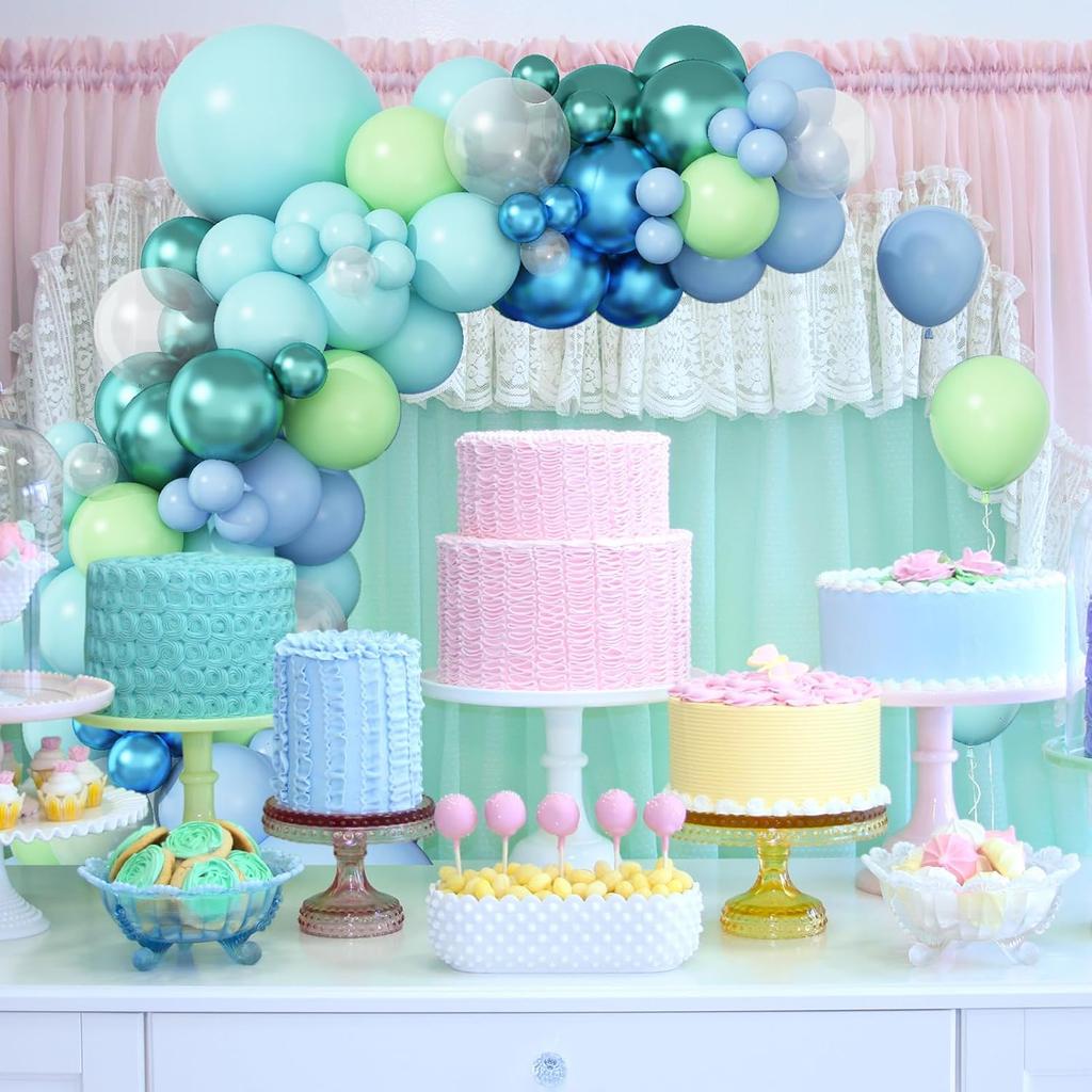 Under The Sea Balloon Arch Light Blue Lime Green Mint Green Balloon Garland Ocean Theme Birthday Party Christening Decoration