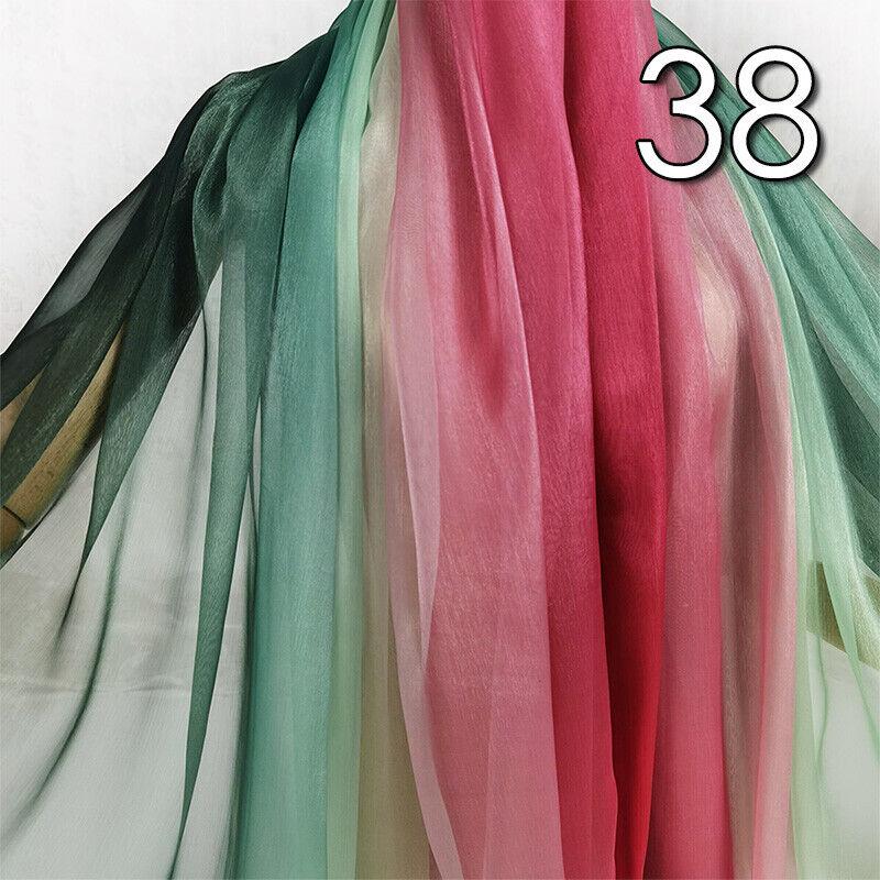 100X150CM Brocade Silk Gradient Chiffon Fabric Hanfu Stage Costume Material Crafts Organza Tulle Fabric DIY Sewing Supplies