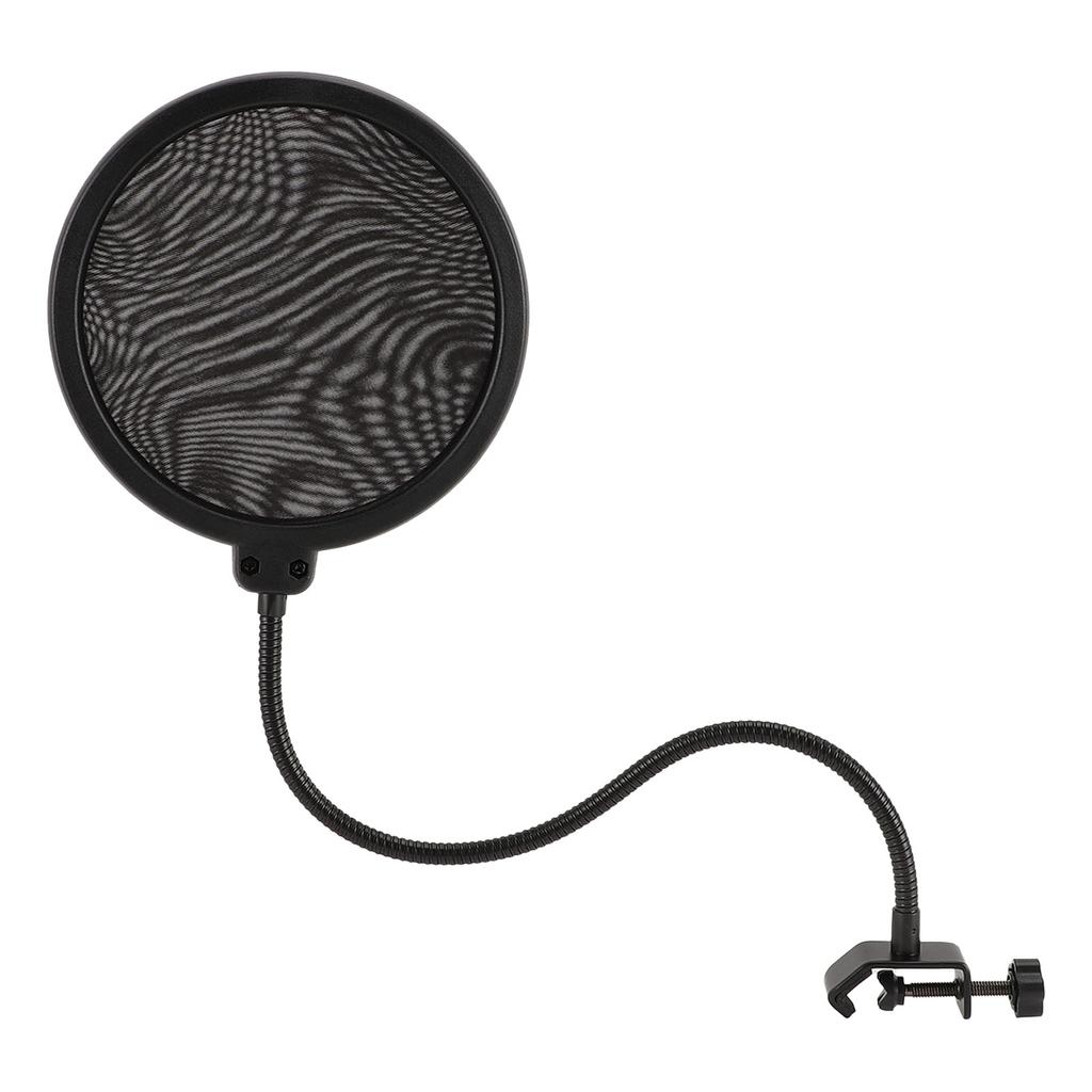Microphone Pop Filter 360 Degree Adjustable Versatile Sturdy Dual Layered Wind Pop Screen Shield with Gooseneck Stand