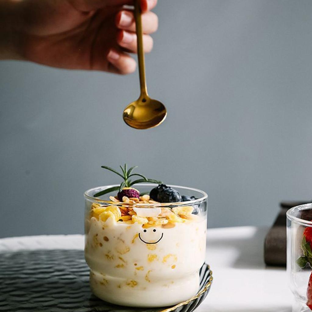 Odolný hrnek z borosilikátového skla Pevné skleněné hrnky pro ohřev nápojů v mikrovlnné troubě s veselým smajlíkovým vzorem