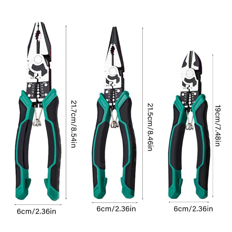 9Inch MultiFunctional Diagonal Pliers Ergonomic Needle Nose Plier for Wire Stripping Crimping Holding in Electrical Work