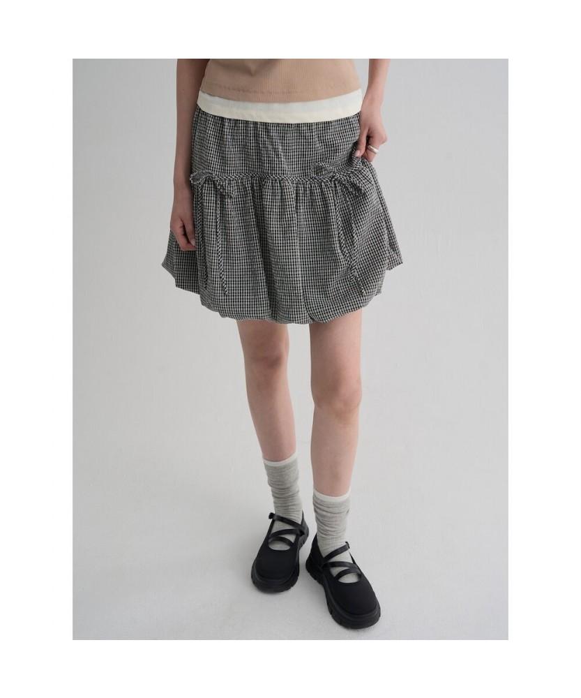 8seconds Check Ribbon Balloon Mini Skirt Black