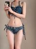 Spicy European & American Denim Bikini: Sexy Summer Two-Piece for Women with Tie-Up Detail