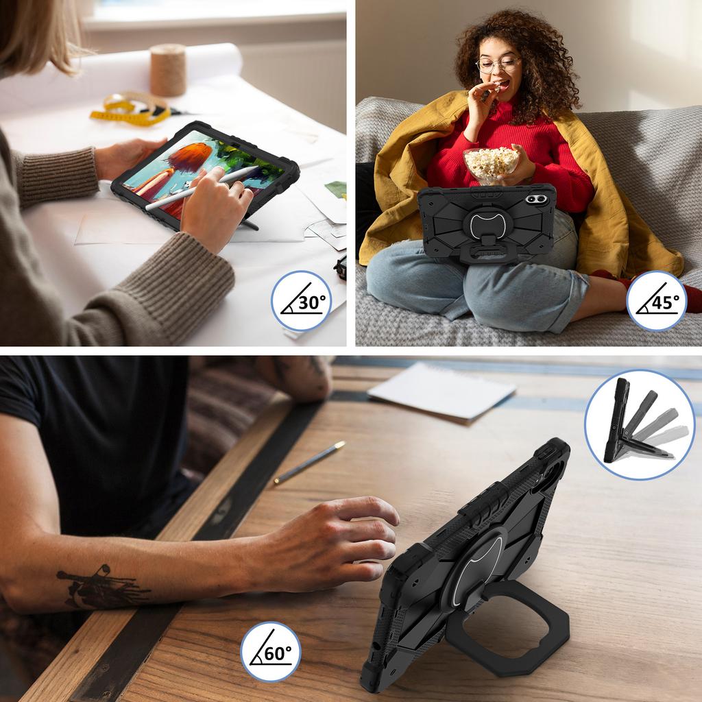 Tablet Case For Xiaomi Redmi Pad 2 Pro Silicone + PC Hand Grip Kickstand Cover with Shoulder Strap