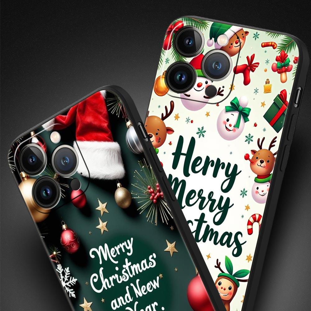 Frohe Weihnachten Handyhülle Cover für iPhone 17 16 15 14 13 12 Pro Max 11 Pro Max 17 AIR Plus Stoßfest Weiche TPU Hülle Funda Tasche