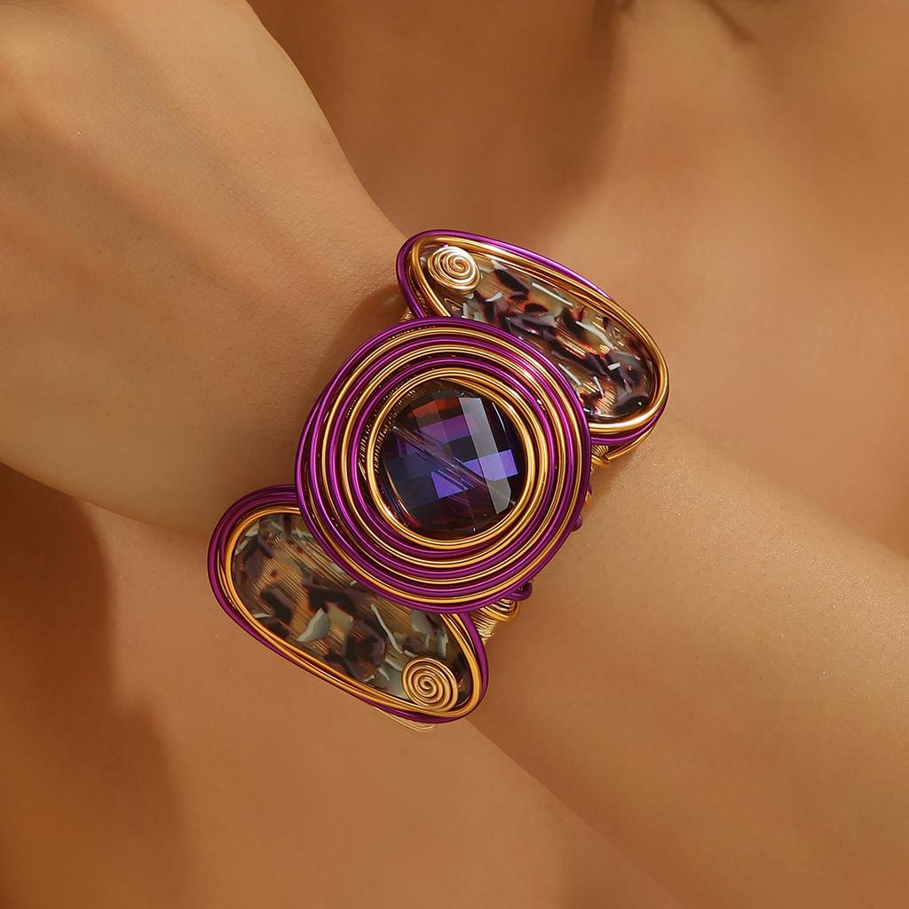 Bracciale Aperto Largo Stile Europeo con Metallo Galvanizzato per Accessorio Moda Donna