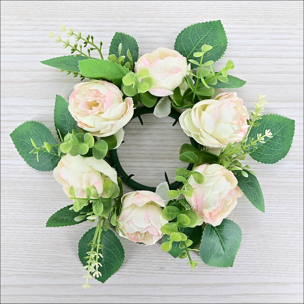 

Свадебный весенний пион подсвечник венок имитация цветка европейское праздничное украшение рождественское свадебное украшение на стол светло-розовый