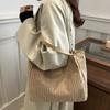 Polyester Lining Corduroy Tote Bag Zip Closure Handbag Durable Shoulder Bag Daily Use