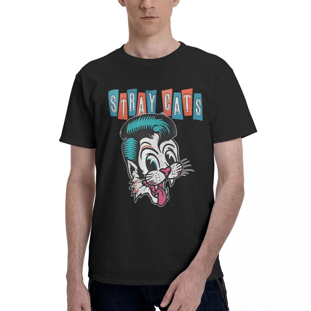 80s Music Band Stray Cats 100 Cotton Casual Breathable Confortable Vintage Mens Clothing Brands Funny Shirt