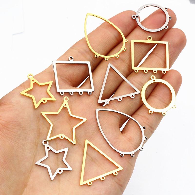 10 Stück Edelstahl Goldfarbe Anhänger Geometrisch Stempelrohlinge DIY Poröser Verbinder Anhänger Halskette Ohrring Zubehör