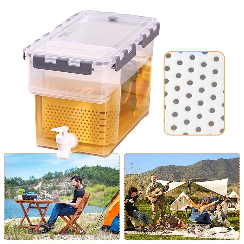 3.5/6L Fridge Drink Dispenser Large Capacity Cold Water Bucket Leakproof Refrigerator Beverage Dispenser for Home Kitchen Office