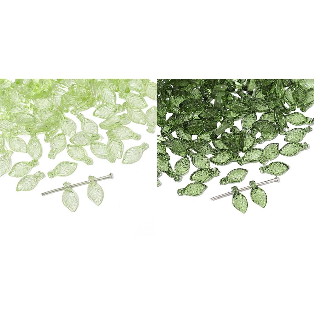 Pendant Jewelry Making Acrylic Beads Green Leaf Shape