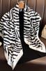 Women' Scarf 90X90 "Zebra Chic" - Black and White Scarf with Animal Pattern, Imitation Silk
