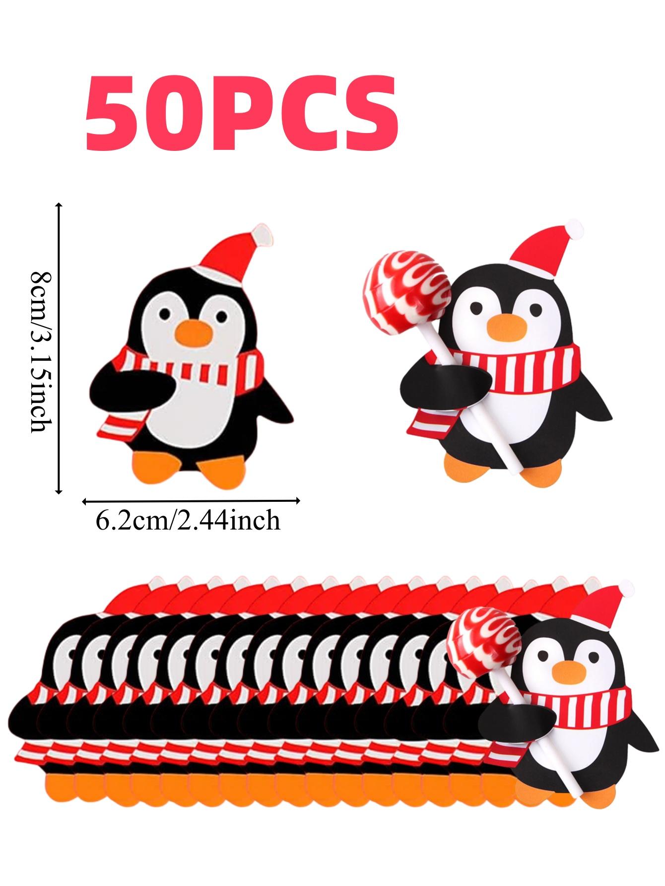 

50-100pcs Christmas Lollipop Paper Cards Snowman Santa Claus Penguin Candy Wrapping Kids Gifts New Year Party Decoration