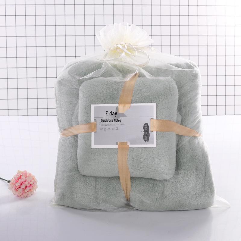 Coral Fleece Mother & Child Towel Set - Absorbent, Thickened, and Soft with Logo Gift Box
