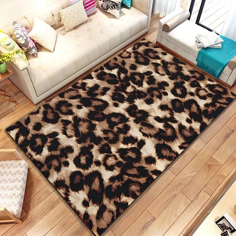 Leopard Print Carpet Mat Rug Gold Black Animal Pattern Fashion Modern Wildlife Home Decoration Floor Mat Home Carpet Rugs