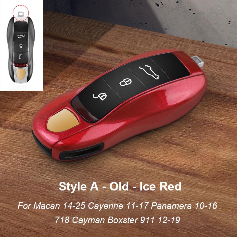 Solid Color ABS For Porsche Panamera Macan 718 Taycan 911 Cayman Boxster 971 Remote Smart Car Key Case Cover Car Accessories