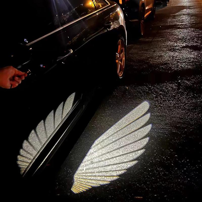 2 Peças Asas de Anjo Luz de Boas-vindas Chip Para LED Sem Fio Porta de Carro Boas-vindas Projetor a Laser Logotipo Clipe