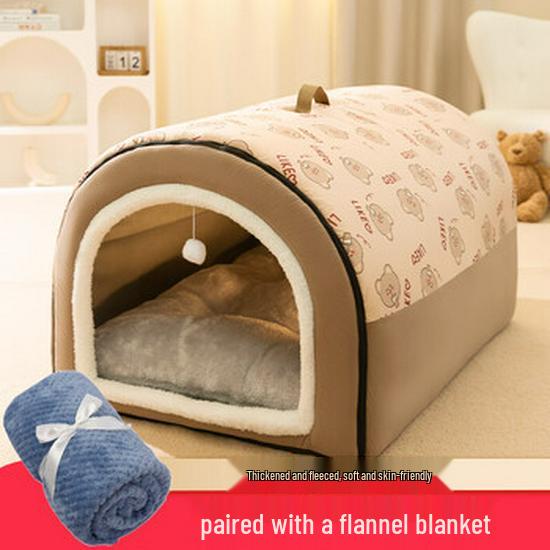 Arc-Shaped Thickened Pet Nest for Autumn and Winter - Large Space Cat and Dog Bed, Removable