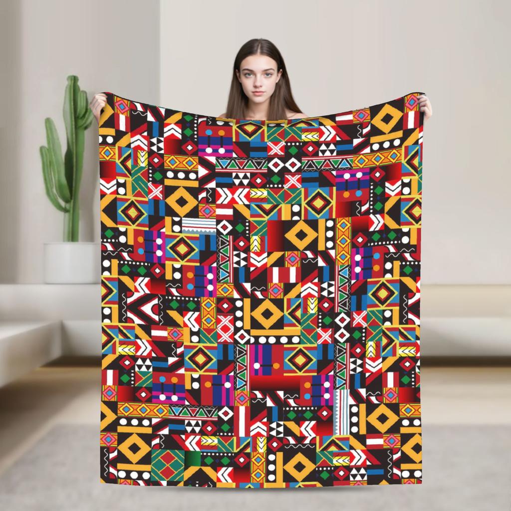 African Tribal Geometric Art Super Soft Blanket  Picnic Plush Throw Blanket Pattern Home Decor Flannel Bedspread Sofa Bed Cover