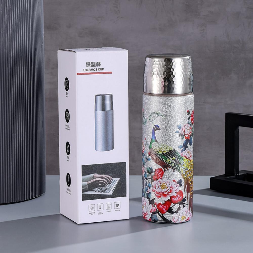 Titan-Wasserflasche Vakuumisoliert Doppelwandig Isoliert Flasche Flask mit Deckel Tasse Für Outdoor Klettern Laufen Tee Kaffee