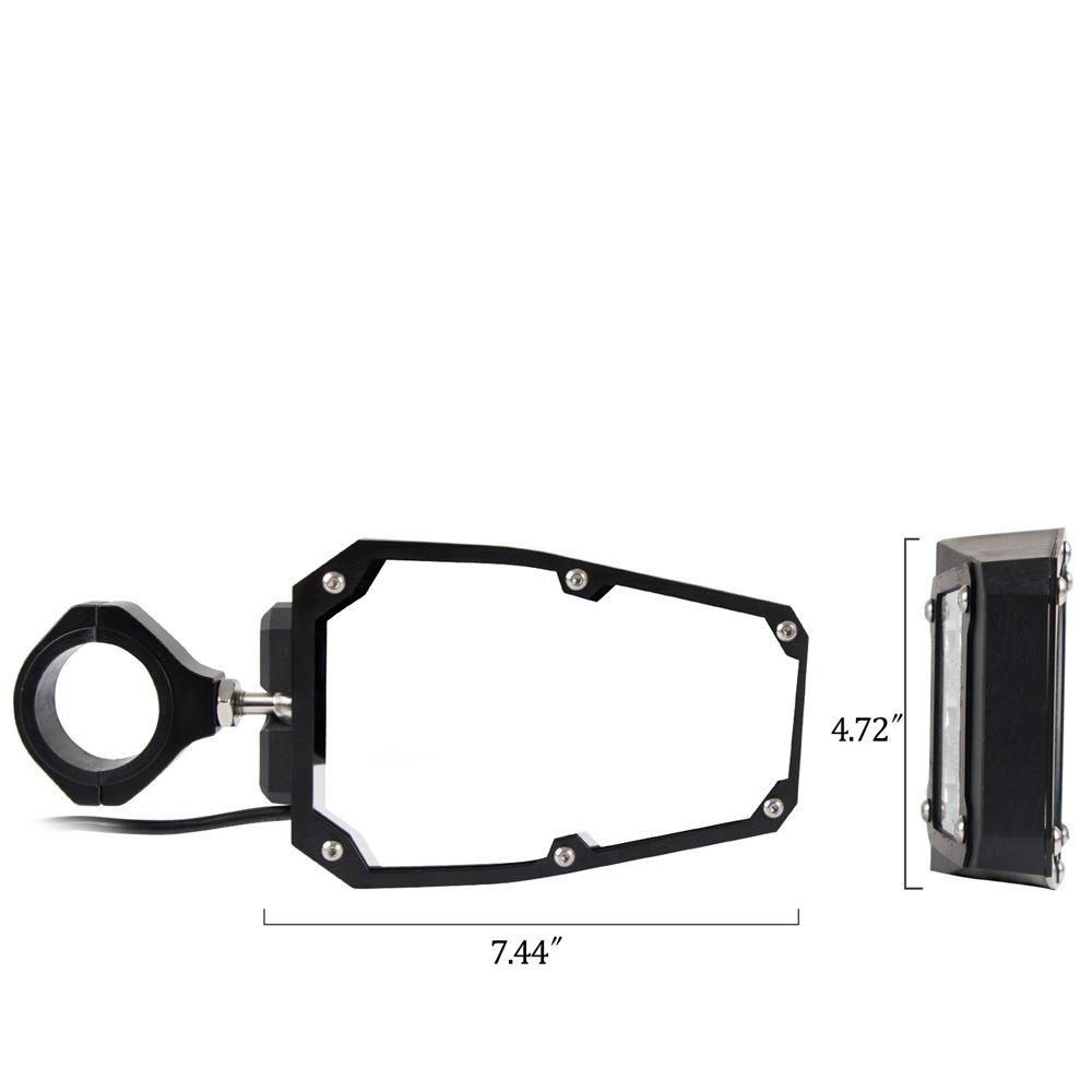 1.75" / 2" Side Rear View Mirrors Three-color Rear Frame Rearview Mirror With Led Light For Utv Atv