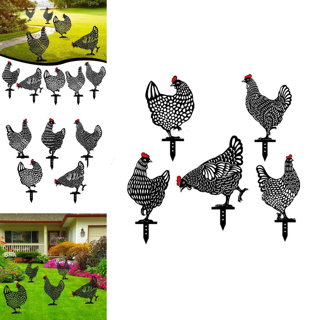 Statues Chicken Art Backyard Lawn Stakes Hen Yard Decor Garden Decor Ornament