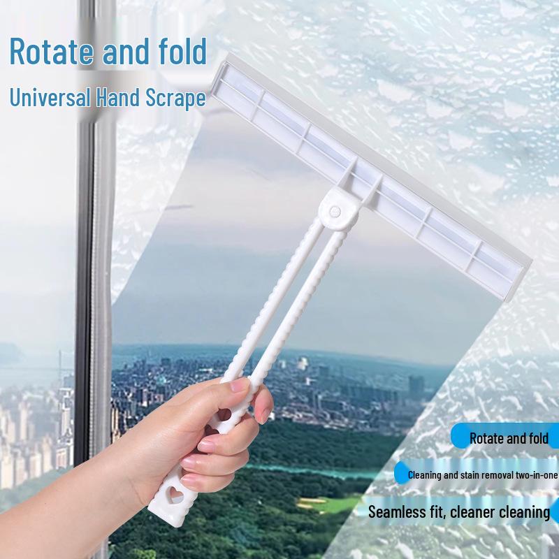 Multifunctional Foldable Glass Cleaning Brush with Hand Scraper for High-Rise Windows