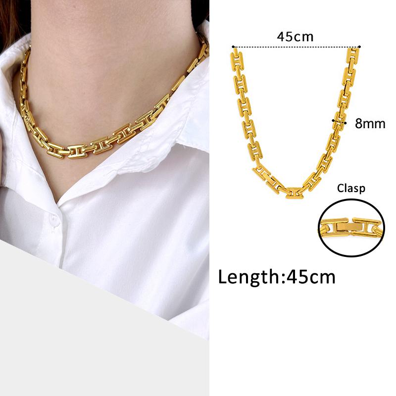 

USENSET Мужские цепочки из нержавеющей стали Ожерелье Золотой цвет Ручная работа Позолоченные цепочки 18 карат Индивидуальность Циркон Подарки