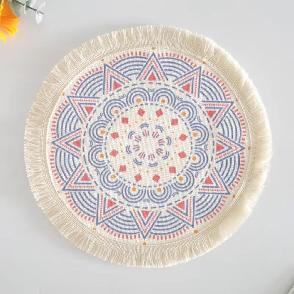 Round Dining Table Mat Romantic Coaster Durable Bohemian Placemats For Home Kitchen