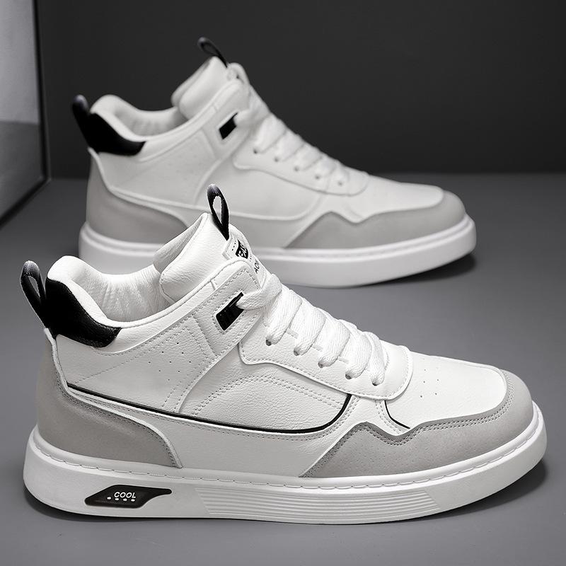 

Men s four-season medium and high-top board shoes thick-soled height-increasing color matching versatile white shoes outdoor casual men s shoes 44