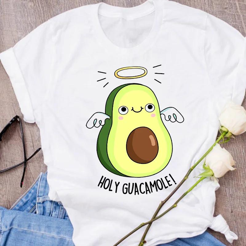 Women Graphic Avocado Cat Printing Cartoon Fruit Clothes Floral Lady Clothing Female Tees Print Tops T Shirt Womens T-Shirt