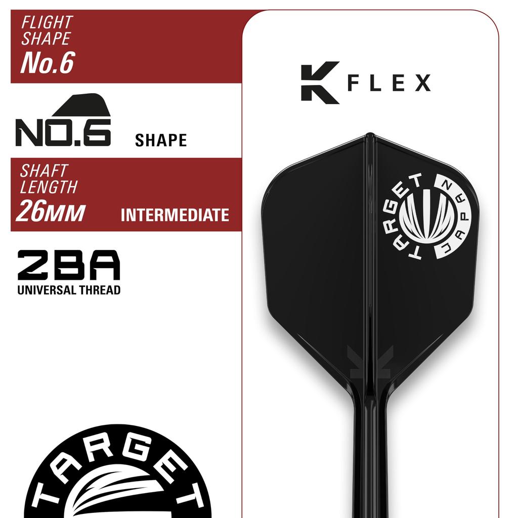 Target Japan PRIME SERIES SCREAM GEN2 Akito Yamagata Tungsten 2BA Soft Tip Darts 6 Shape Flights and Shafts 90% K-Flex Set, 19.0g, K-Flex No.