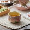 160ml Hand-painted Rose Teacup Aesthetic Tea Bowl Sample Tea Cup Tea-tasting Meditation Cup Chazhan Master Cups Drinkware Craft