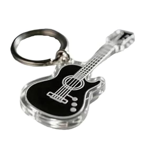1/5Pcs Rose Guitar Keychain 2D Mini Guitar Charm Key Chain