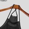 INCERUN Men Strap Sleeveless Hollow Out Mesh Sheer Solid Tanks Camisole
